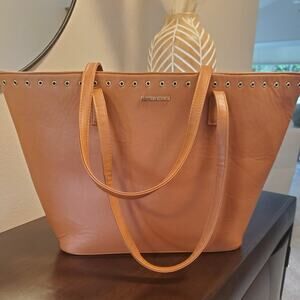 NWOT Brown Tote Metal Eyelet Accent Faux Leather by Rampage